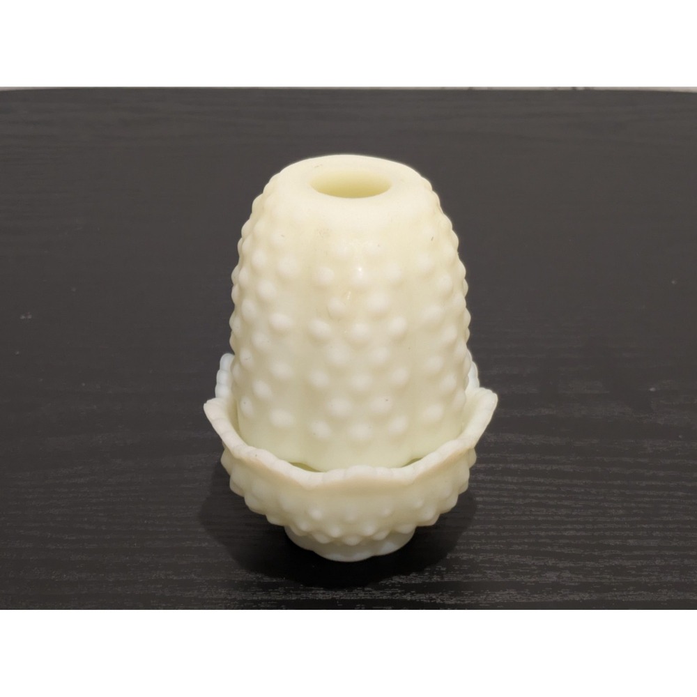 Vintage Fenton Hobnail Candle Holder Fairy Lamp Custard Decorative Home Decor